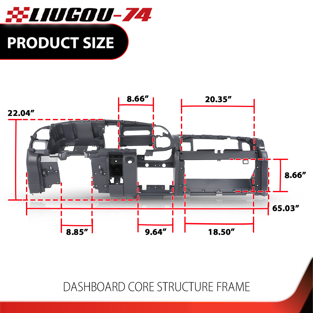 Fit For 1998-2001 Dodge Ram Dash Dashboard Core Structure Frame Single Aux Gray