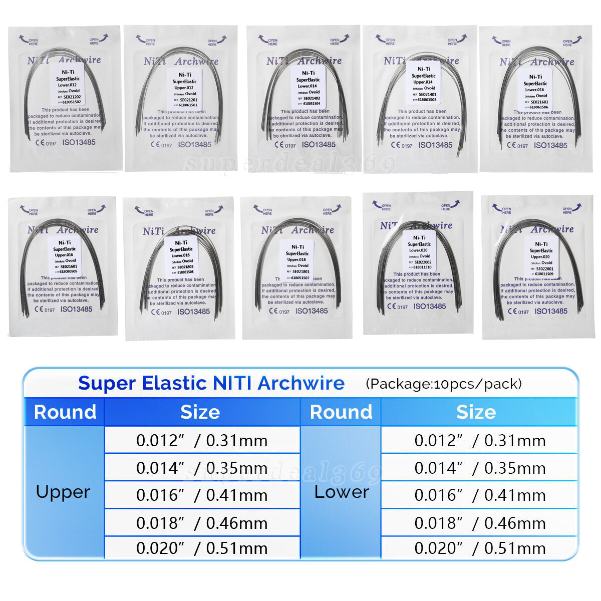 Dental Ortho Supper Elastic Niti Round Arch Wire 012/0.14/0.16/ 0.18/0.20 po