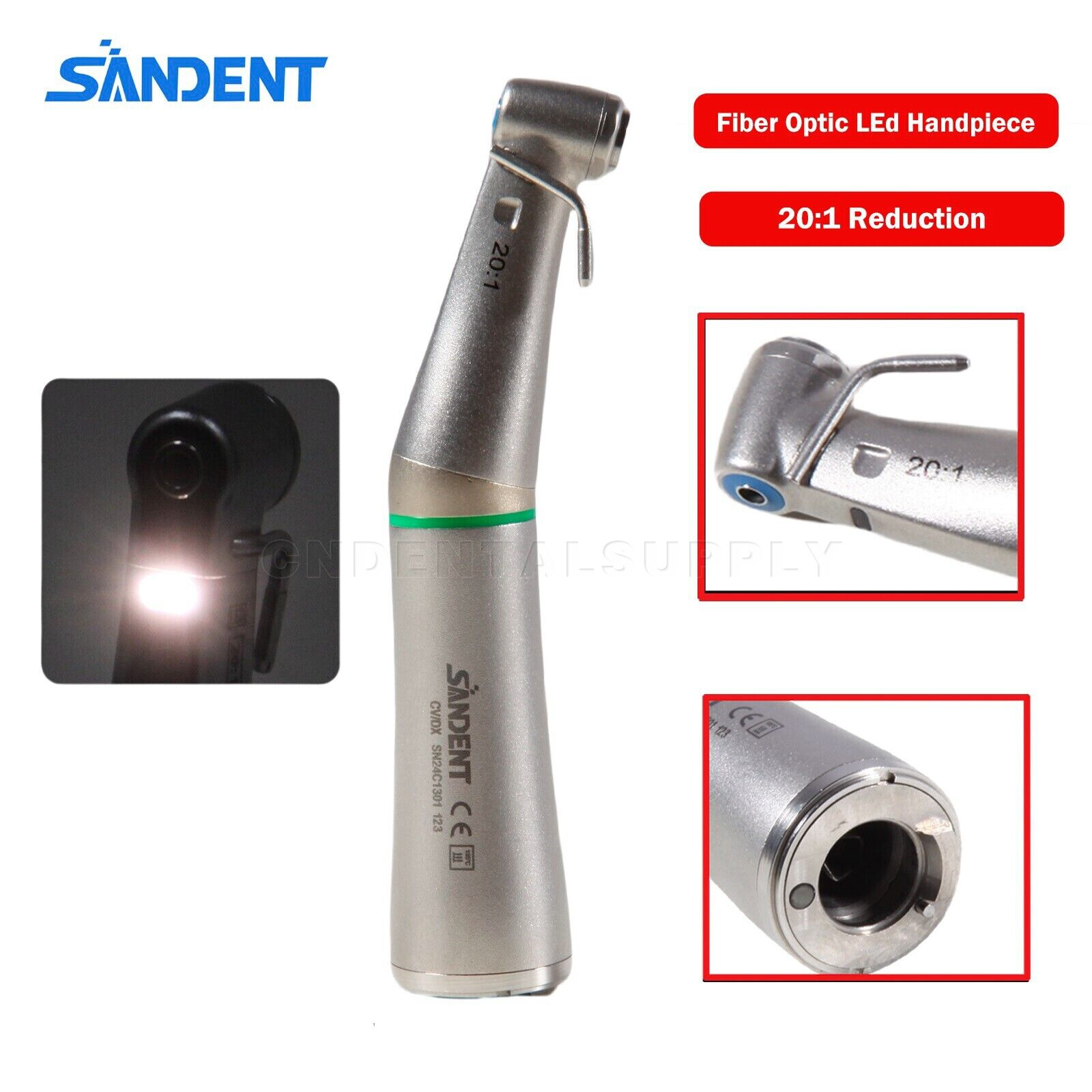 Dental Fiber Optic 20:1 Implant Contra Angle Surgical Handpiece fit NSK SG20L US