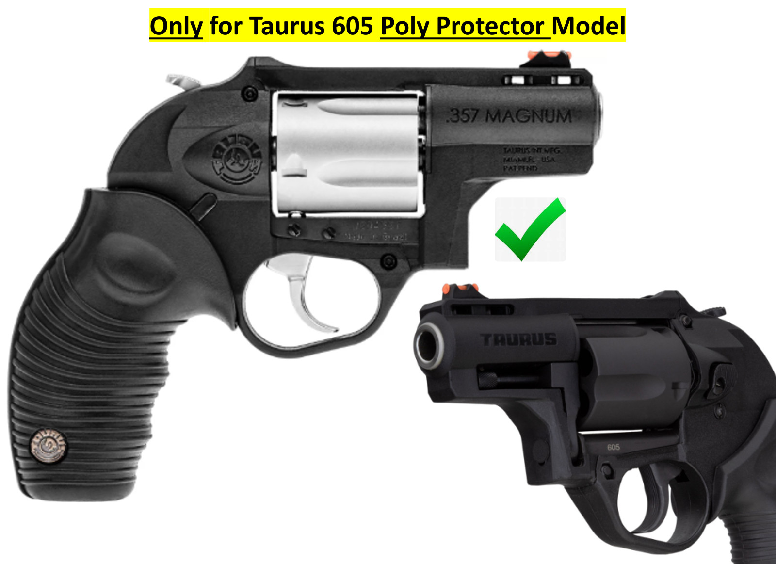 Holster for TAURUS Poly Protector 605 357 Revolver In Waistband IWB