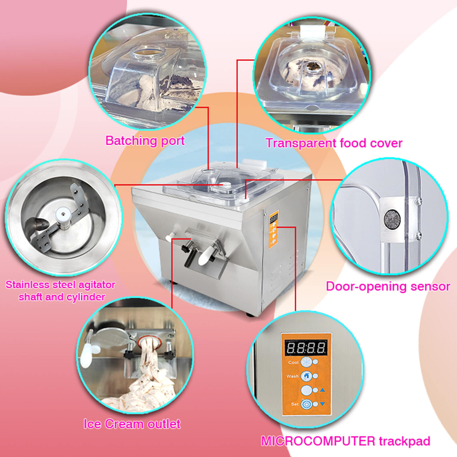 Kolice Commercial Italian ice maker, gelato hard ice cream machine 20L/hour