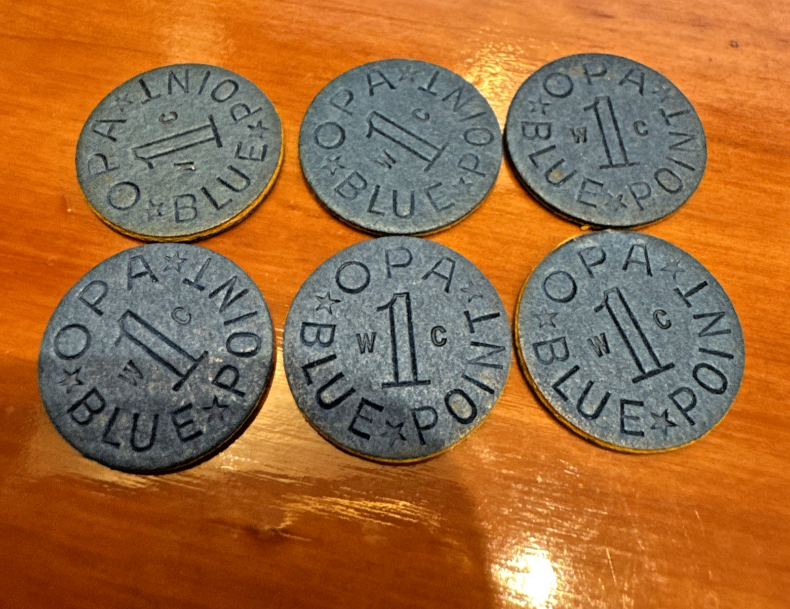 LOT OF 6! OPA Blue Point Ration Token War - WC