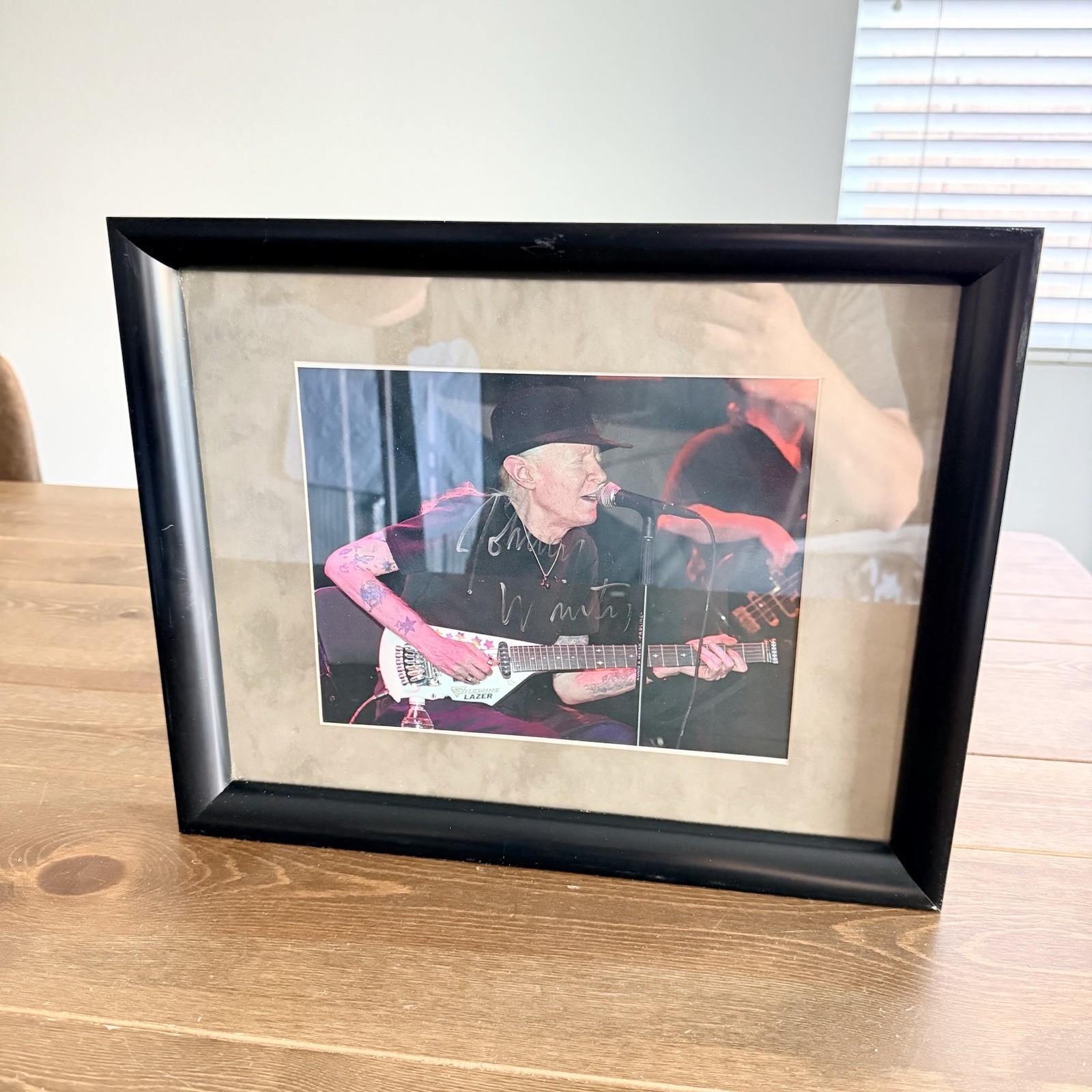 JOHNNY WINTER Signed Autograph 15x12" Framed Photo