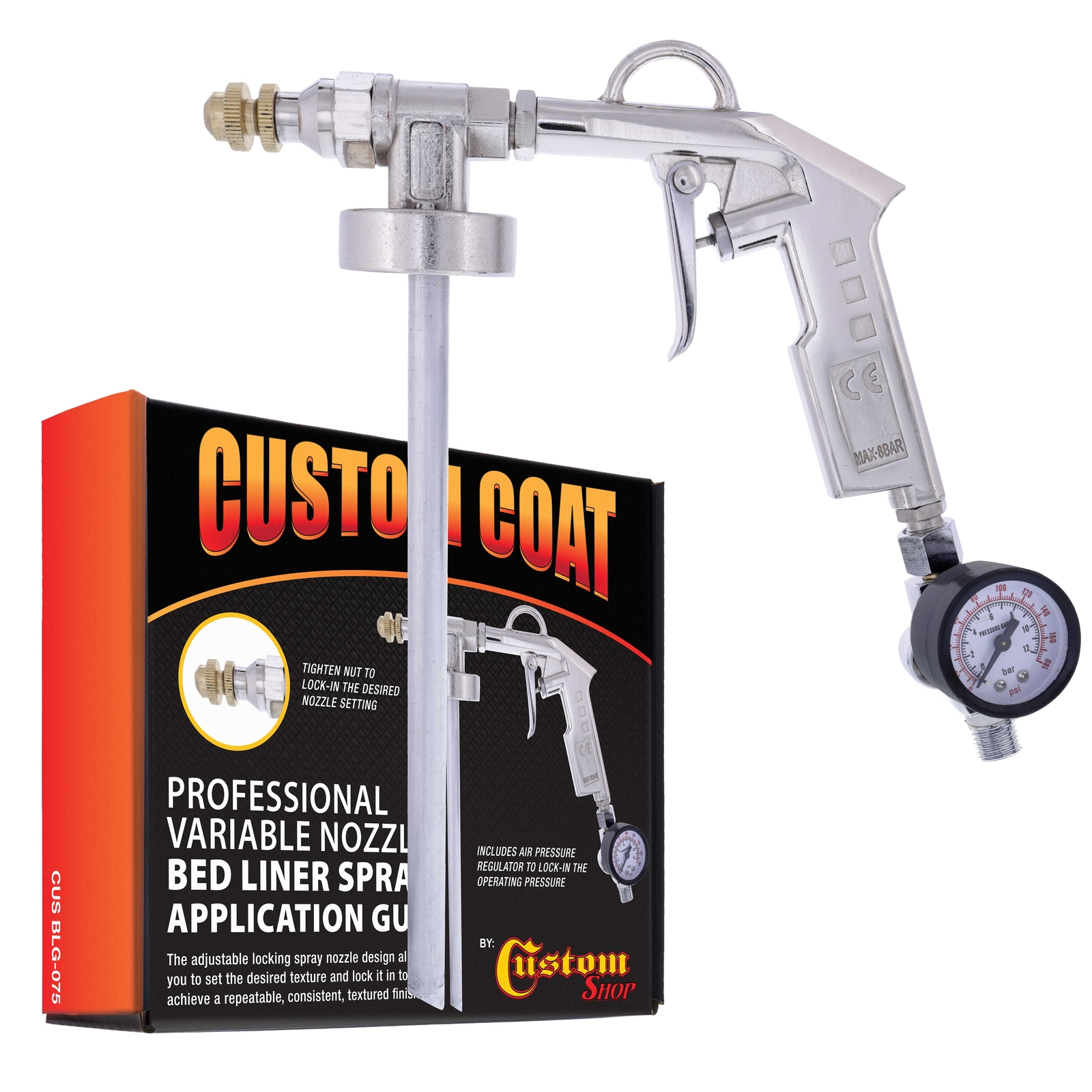 Custom Coat Variable Nozzle Bed Liner Spray Application Gun, Fits U-Pol Raptor