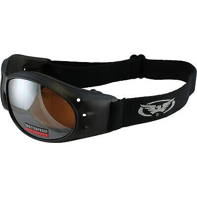 Eliminator Padded Motorcycle Goggles with Driving Mirror Lenses Free Microbag