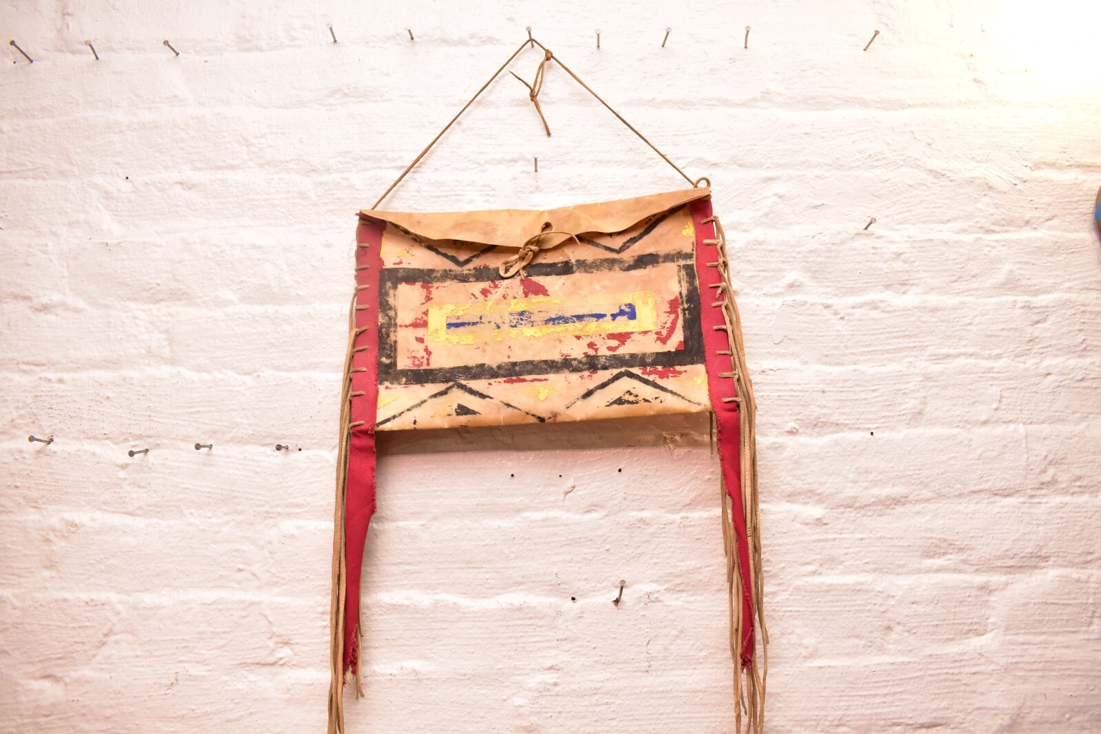 Native American Lakota Sioux Indian Painted Rawhide Parfleche Bag pouch VTG 14"=