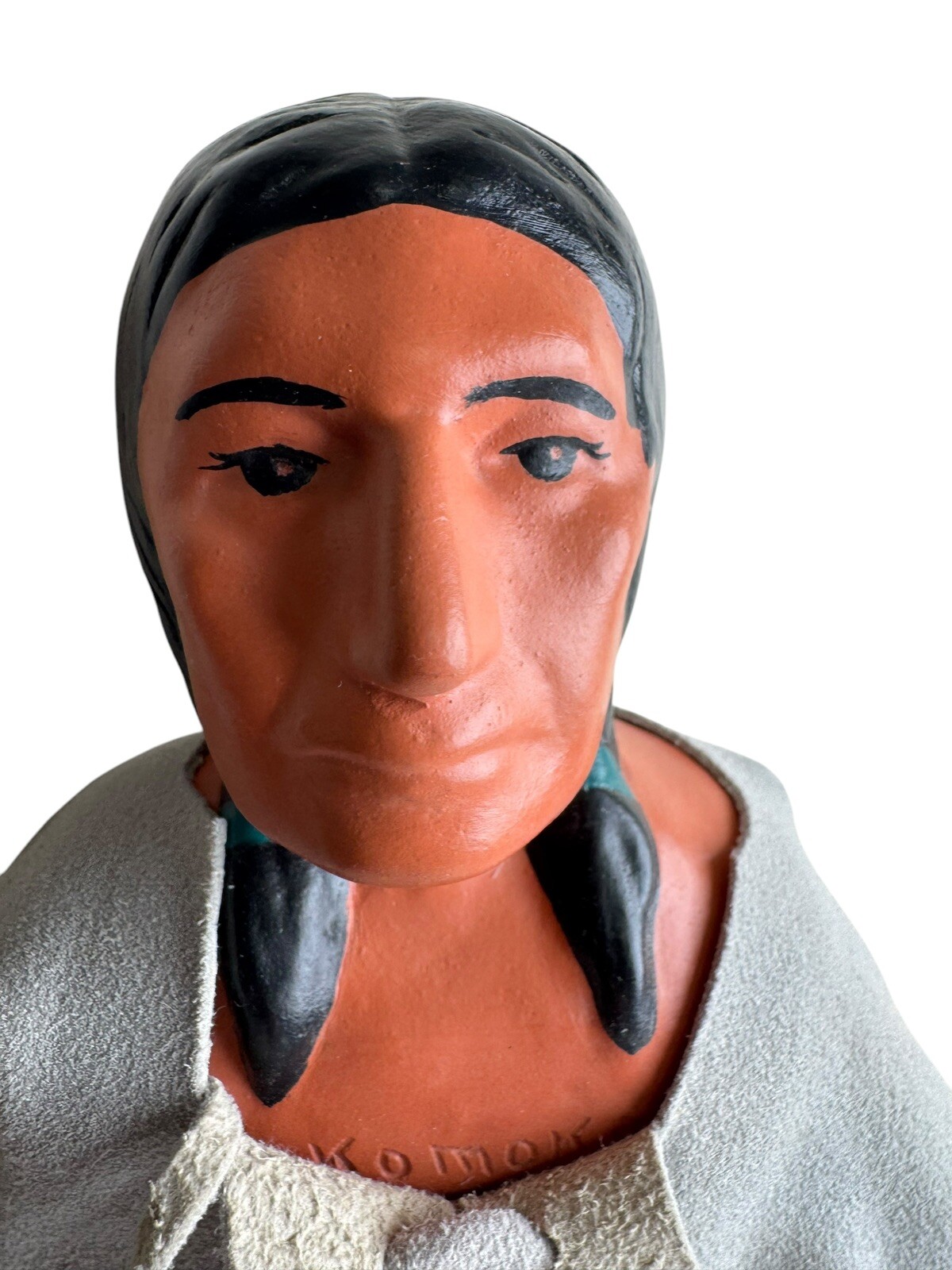 VINTAGE INDIANA STONEWARE NATIVE AMERICAN INDIAN CHIEF DOLL "KOKOMOKO" 1965