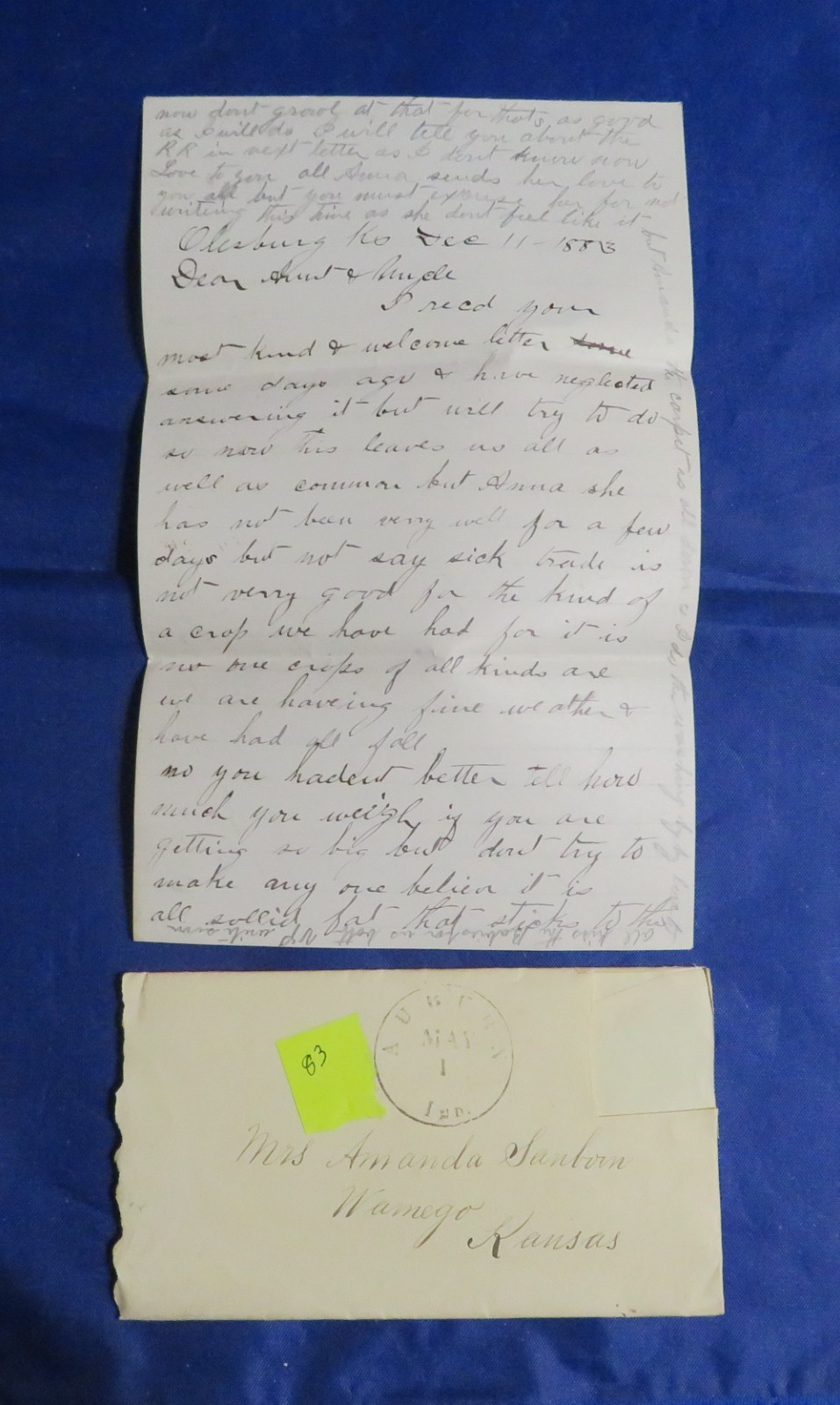 Ten Personal Correspondence Letters From 1877-1883