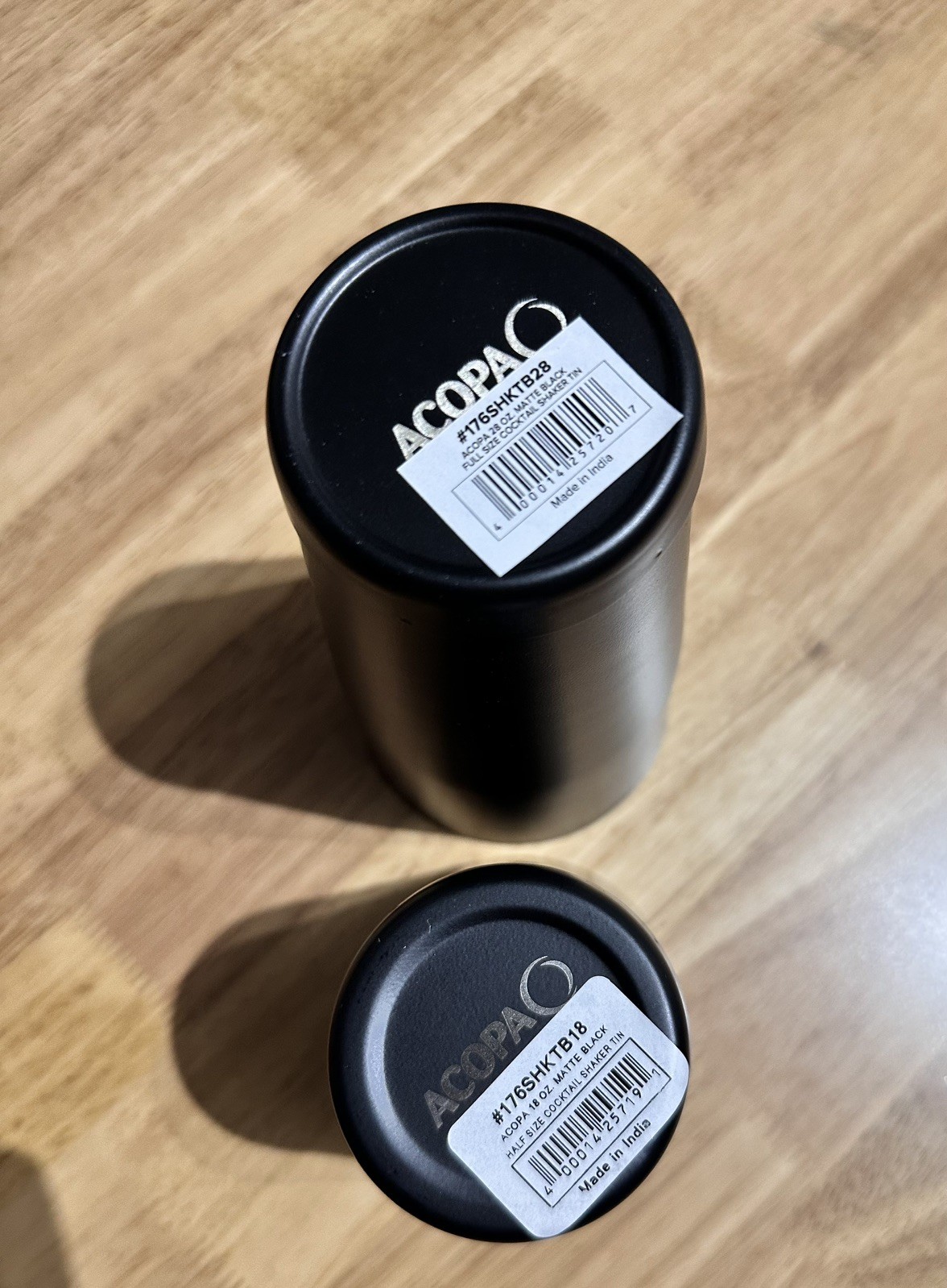 2 Piece Bar Weighted Shaker Matte Black 18oz./28oz.