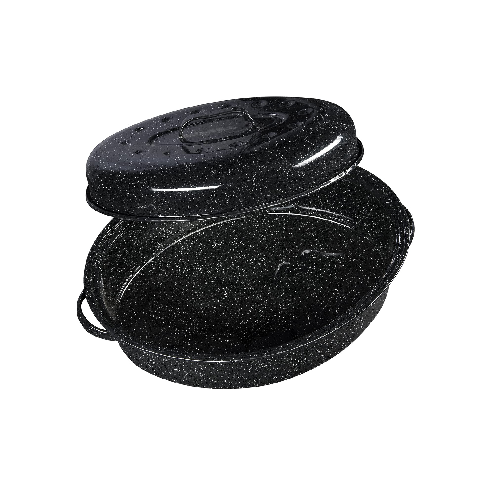 Granite Ware 18-Inch Covered Oval Roaster - Black, Dishwasher Safe