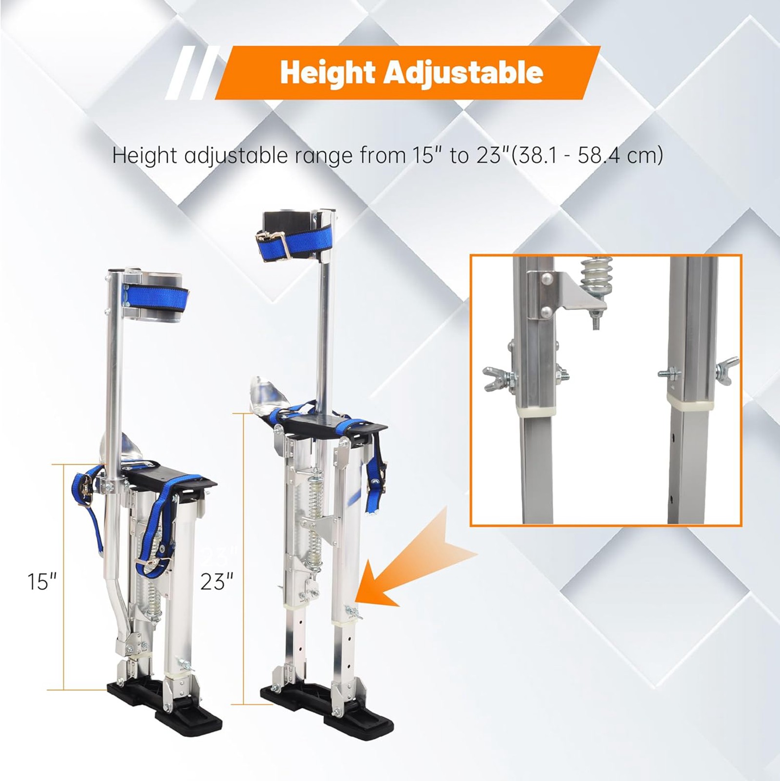 Drywall Stilts 15-23 Inch Silver Aluminum Tool Stilt For Painting Painter Taping