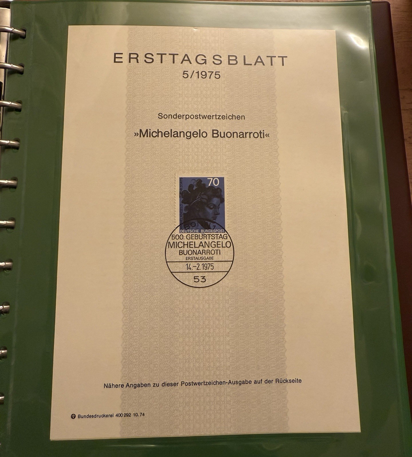 Lot Of 76 German ERSTTAGSBLATT Sonderpostwertzeichen Stamp Sheets 1974-1977 RARE