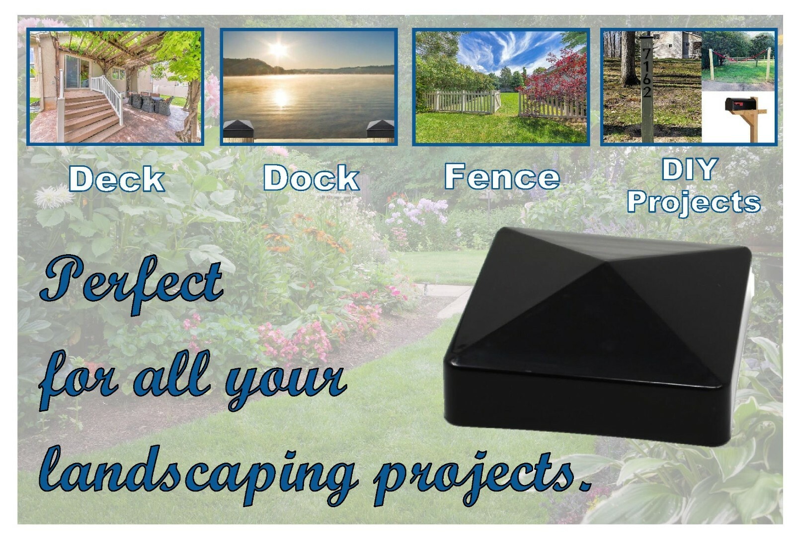 True 5x5 (127mm x 127mm) Plastic Pyramid Vinyl Fence Post Cap White 1,2,4,5,6 pk