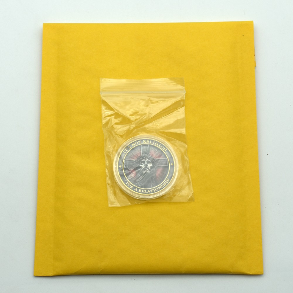 Jesus Christ Cross Coin “It's Not Religion, It's A Relationship” Golden Medal
