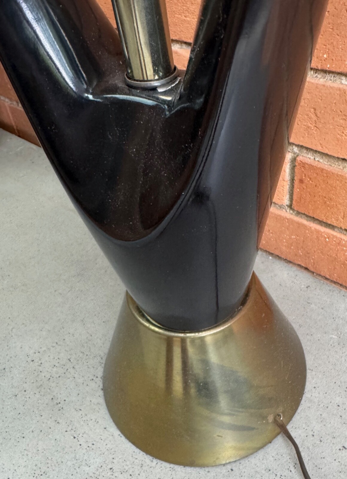 Vintage MCM Black Ceramic Boomerang Lamp Mid Century Modern Lighting Atomic 50s