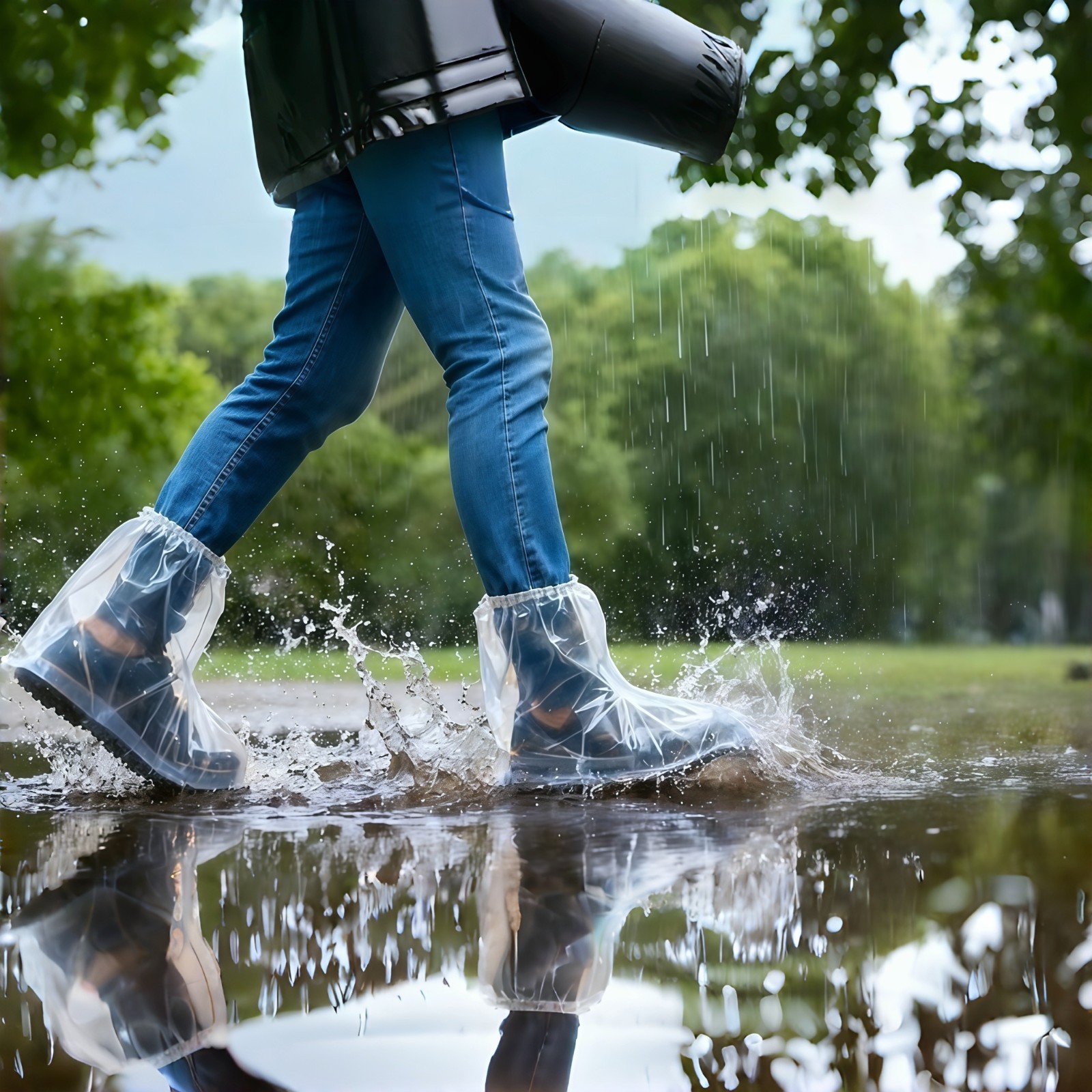 10 Pair Disposable Waterproof Shoe Covers Non-Slip Rain Booties Men Women Clear