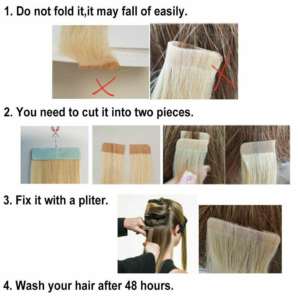 Seamless Tape In Human Hair Extensions Skin Weft Russian Hair Full Head 80pieces