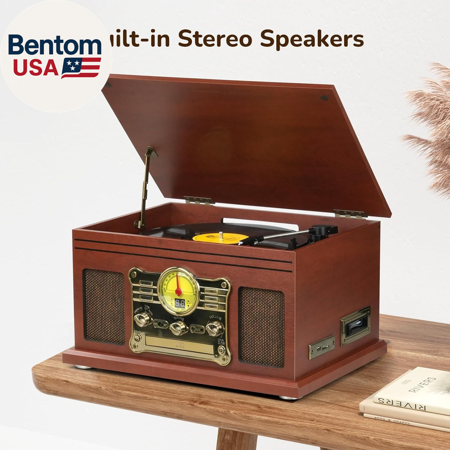 Bluetooth Record Player 10 in 1, 3-Speed Turntable for Vinyl with Speakers, LP t