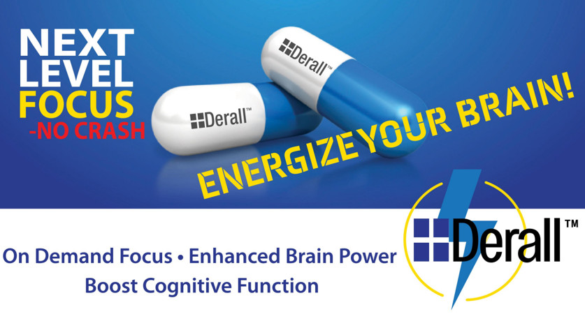 Derall Boost Energize Mental Focus Top Level 775mg 48 Caps - No Crash Exp 02/28