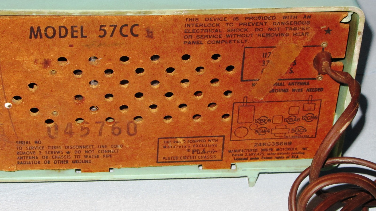 Vintage Motorola Model 57CC Clock Radio with Calendar Seafoam Blue