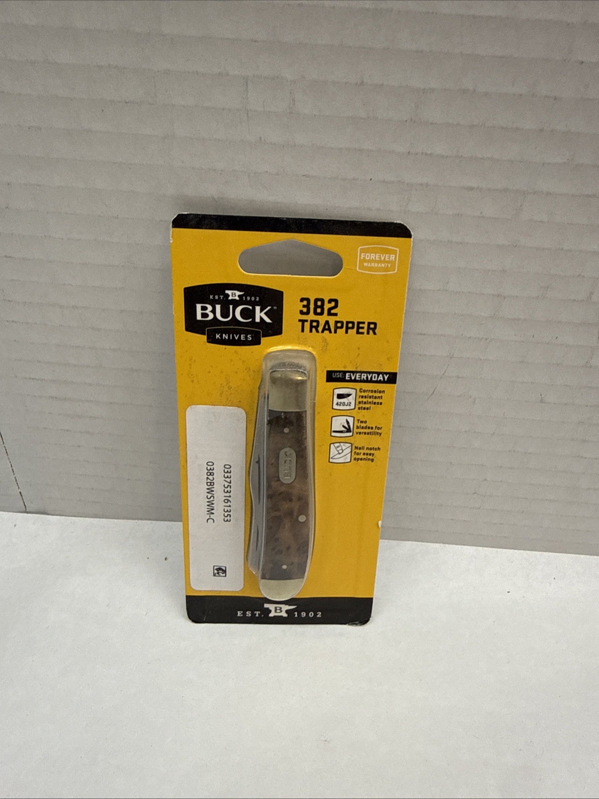 Buck Knives 382 Trapper C Folding Pocket Knife, Dual 2.63 in Clip and Spey