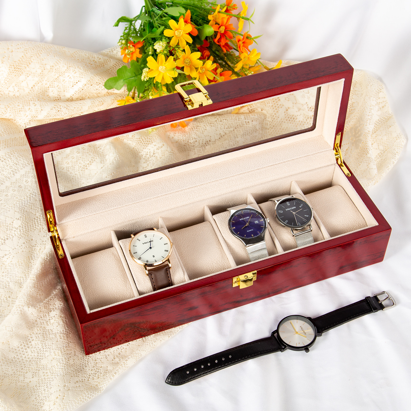3/6/10/12/24 Slots Watch Box Watch Case Organizer Watch Jewelry Display Case
