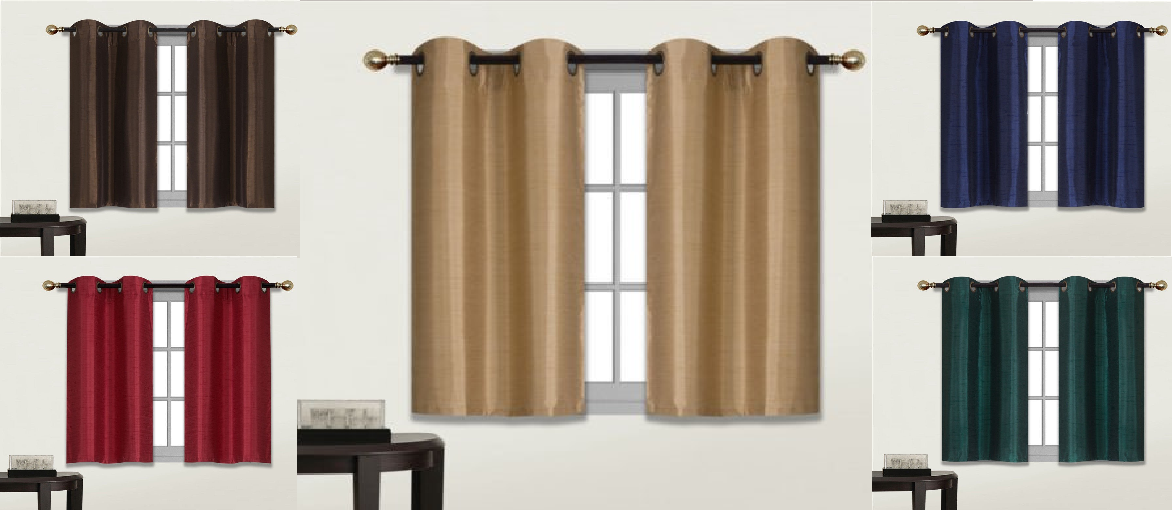 2 SMALL SHORT GROMMET PANEL LINED BLACKOUT WINDOW CURTAIN TREATMENT DRAPE D24