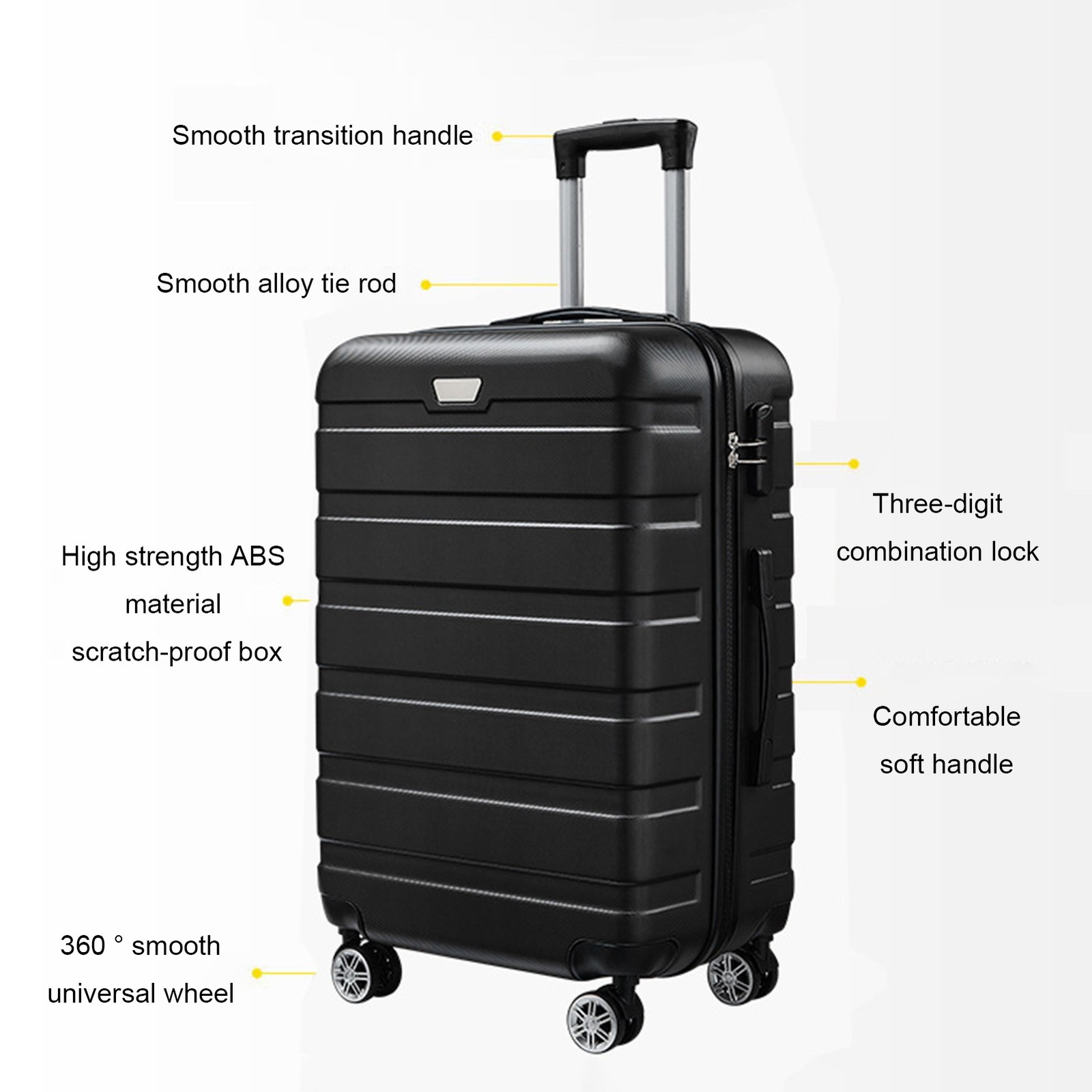 Hardside Carry On Spinner Suitcase Luggage Expandable with Wheels 20" Black