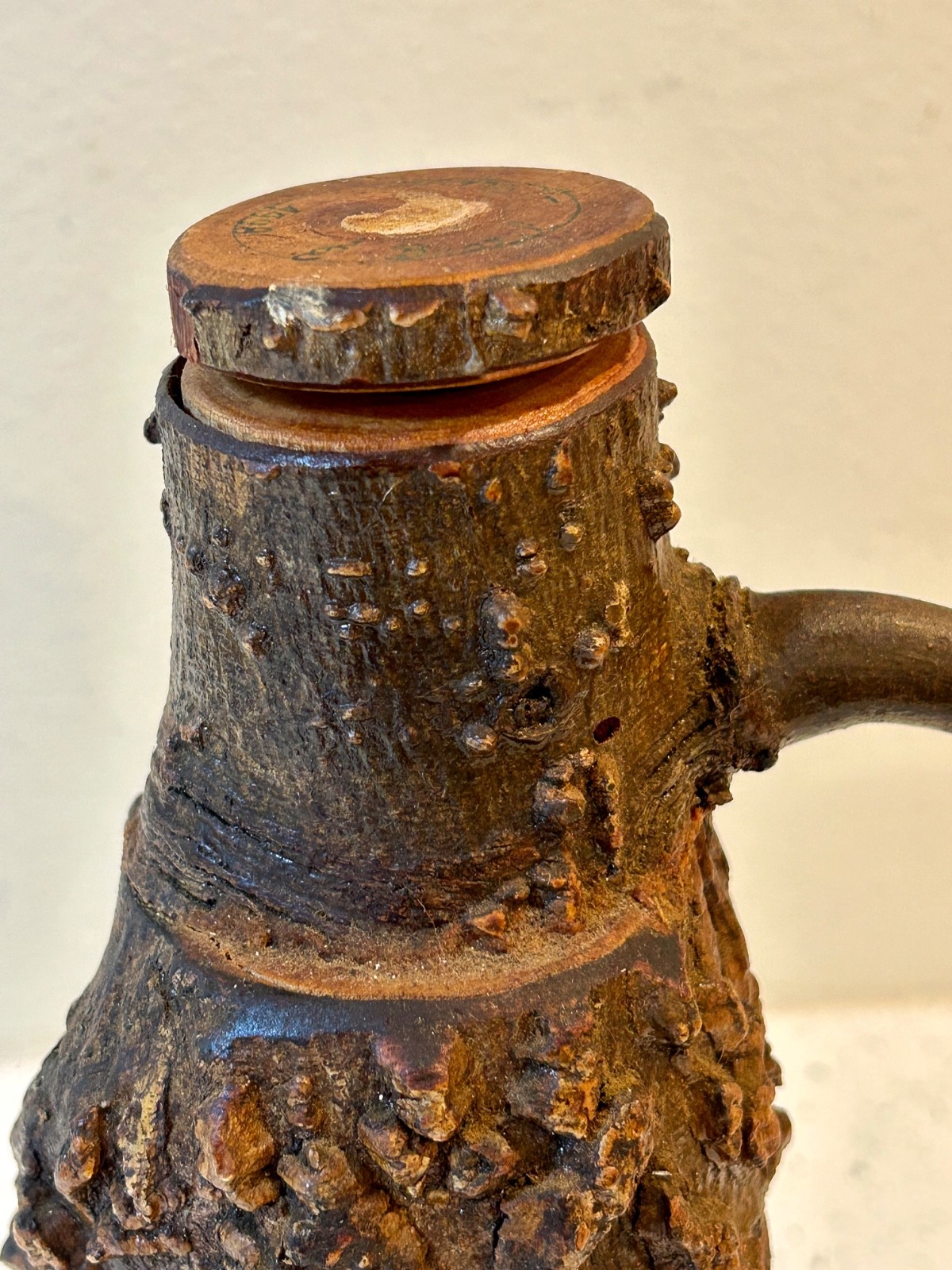 Burl Wood Bottle with Branch Handle from Parque Georgia Brazil - RARE Unusual!