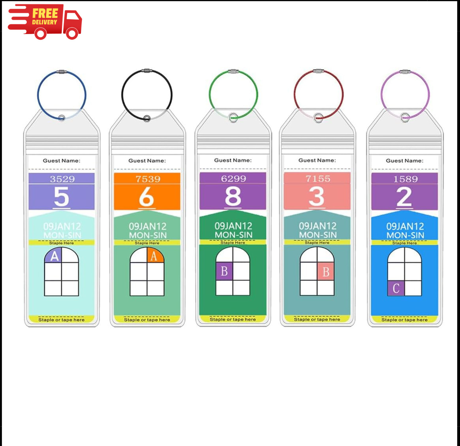 5 Pack Cruise Luggage Tags for Royal Caribbean Ships and Celebrity, Clear Tags C