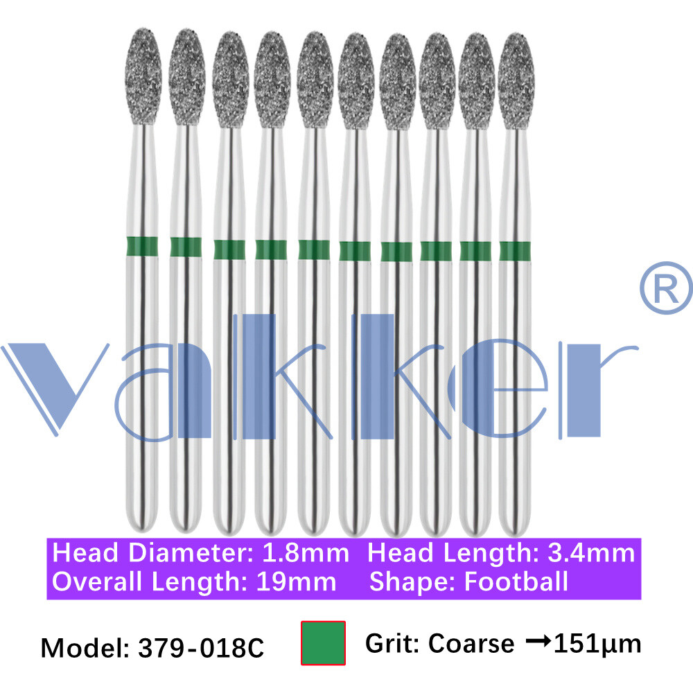 Vakker 10pc Dental Diamond Burs Friction Grip Super Coarse, Coarse Handpiece Bur