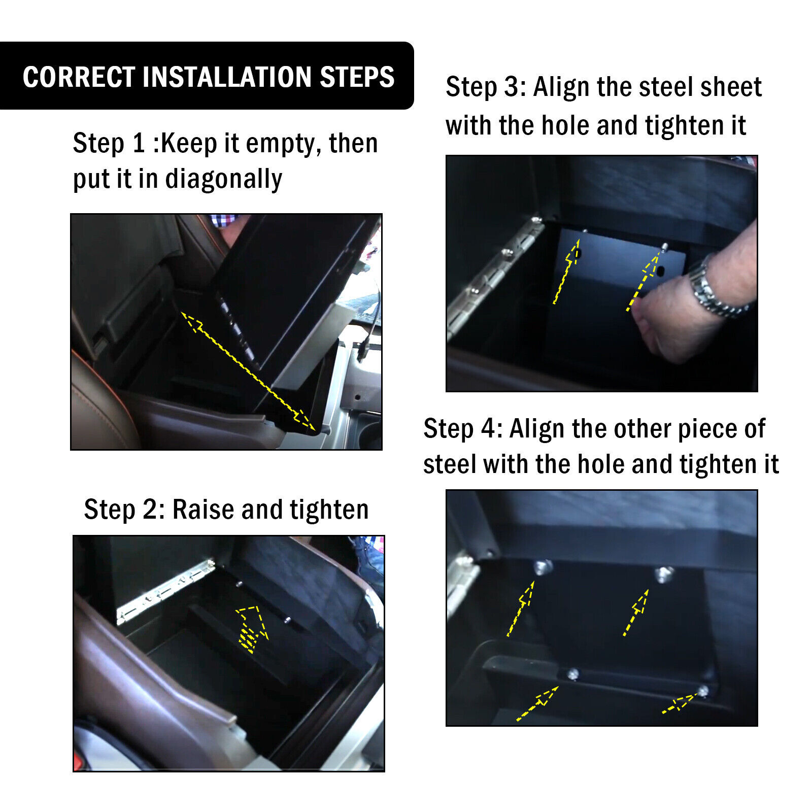 Center Console Safe Vault STORAGE For Ford 15-20 F150 17-21 F250 F350 Super Duty