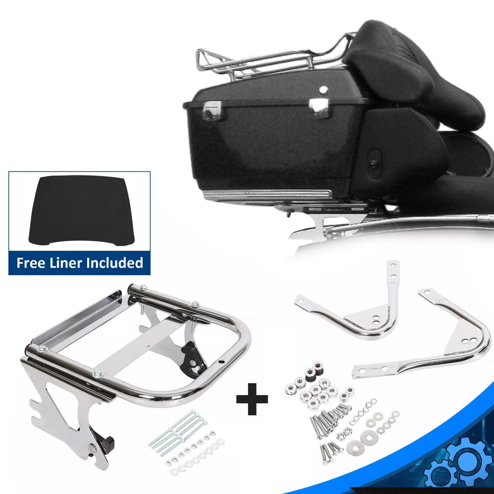 For Harley Touring 97-08 Detachable Two-Up Tour Pack Mount Rack Docking Hardware