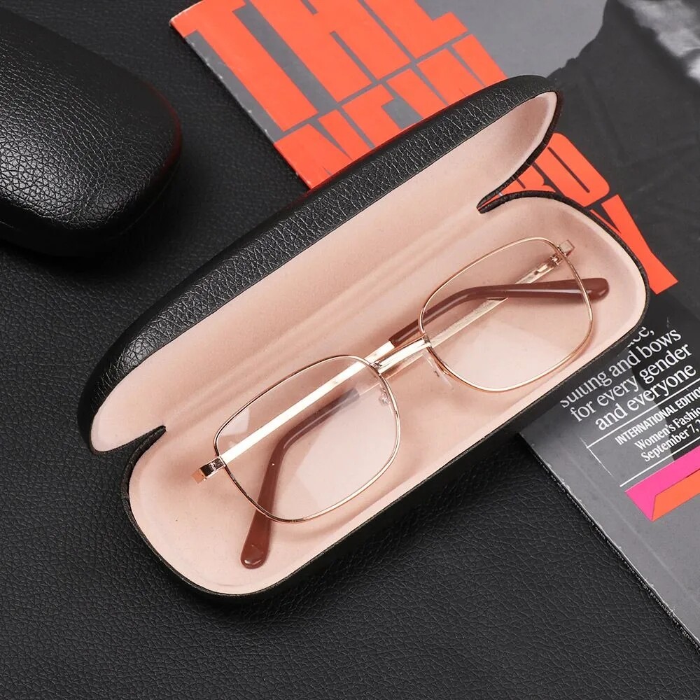 NEW Clam Shell Hard Eyeglasses PU Glasses Case Black w/Microfiber Cleaning Cloth