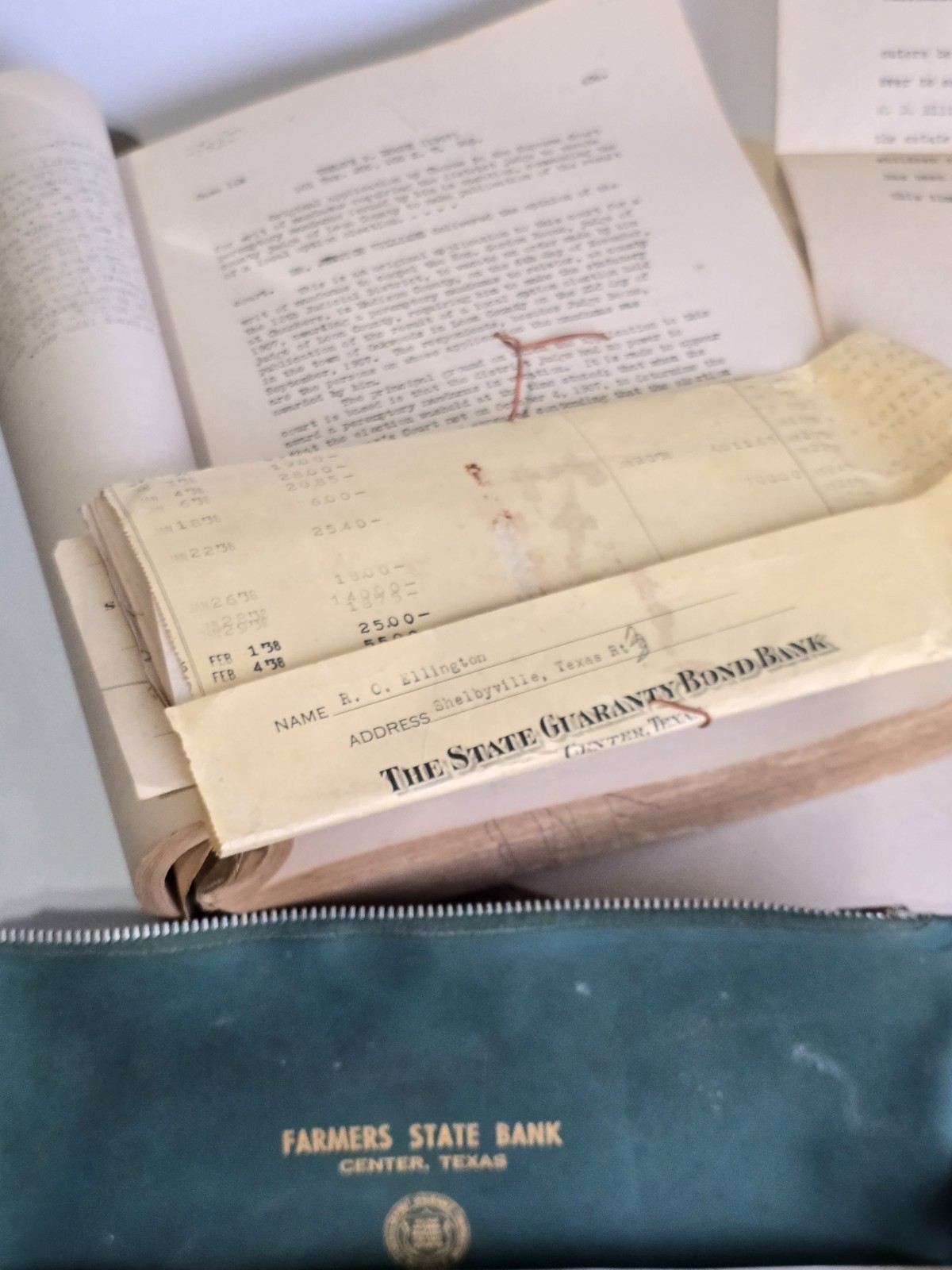 HUGE Vintage TEXAS Paper Ephemera Lot Bank Checks Court Docs Center Texas 1920s