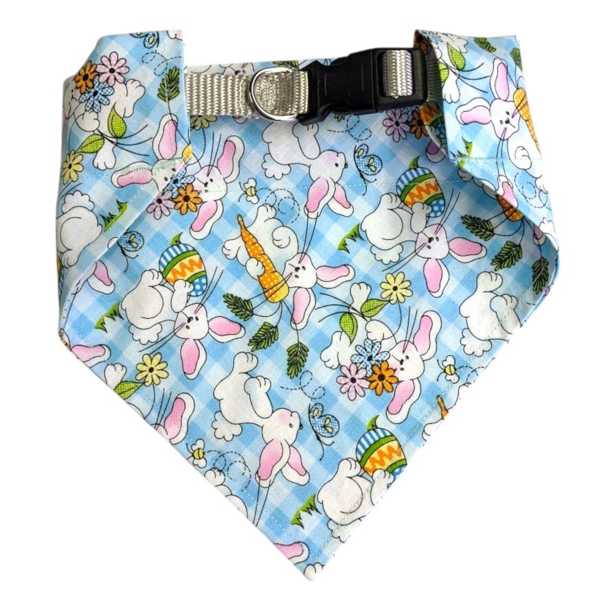 Easter Bunny Dog Bandana 2 Layers OVER THE COLLAR Bandanas Slide Bandanna