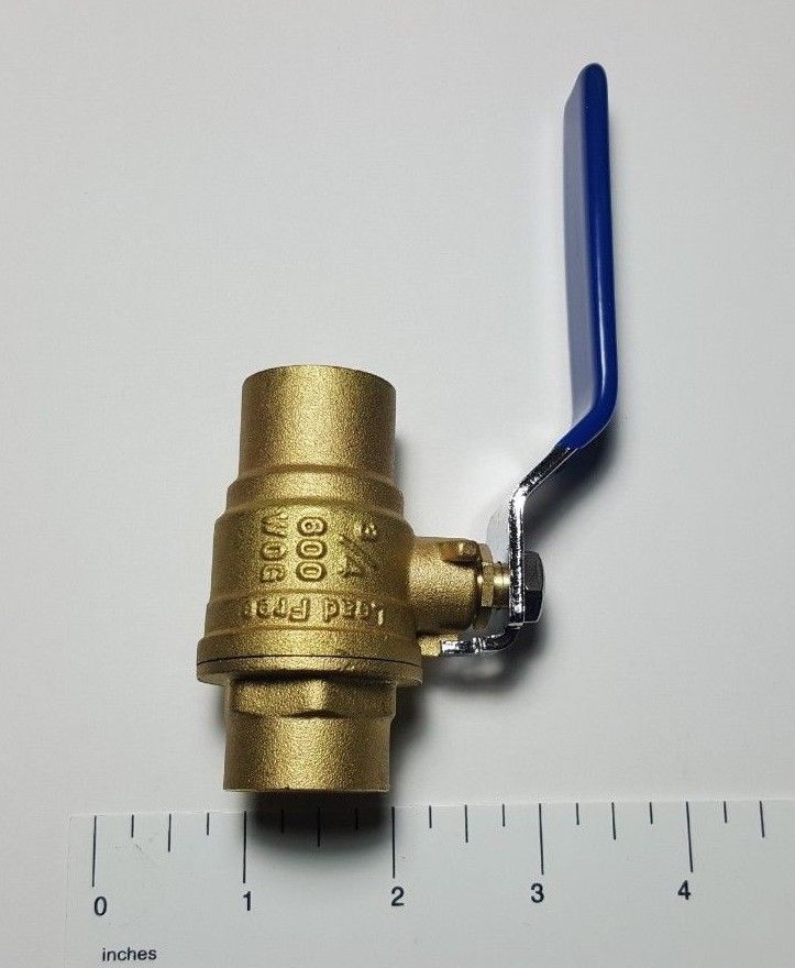 1) 3/4" SWEAT SHUT OFF SWEAT BALL VALVE, LEAD FREE BRASS, FULL PORT 600 WOG