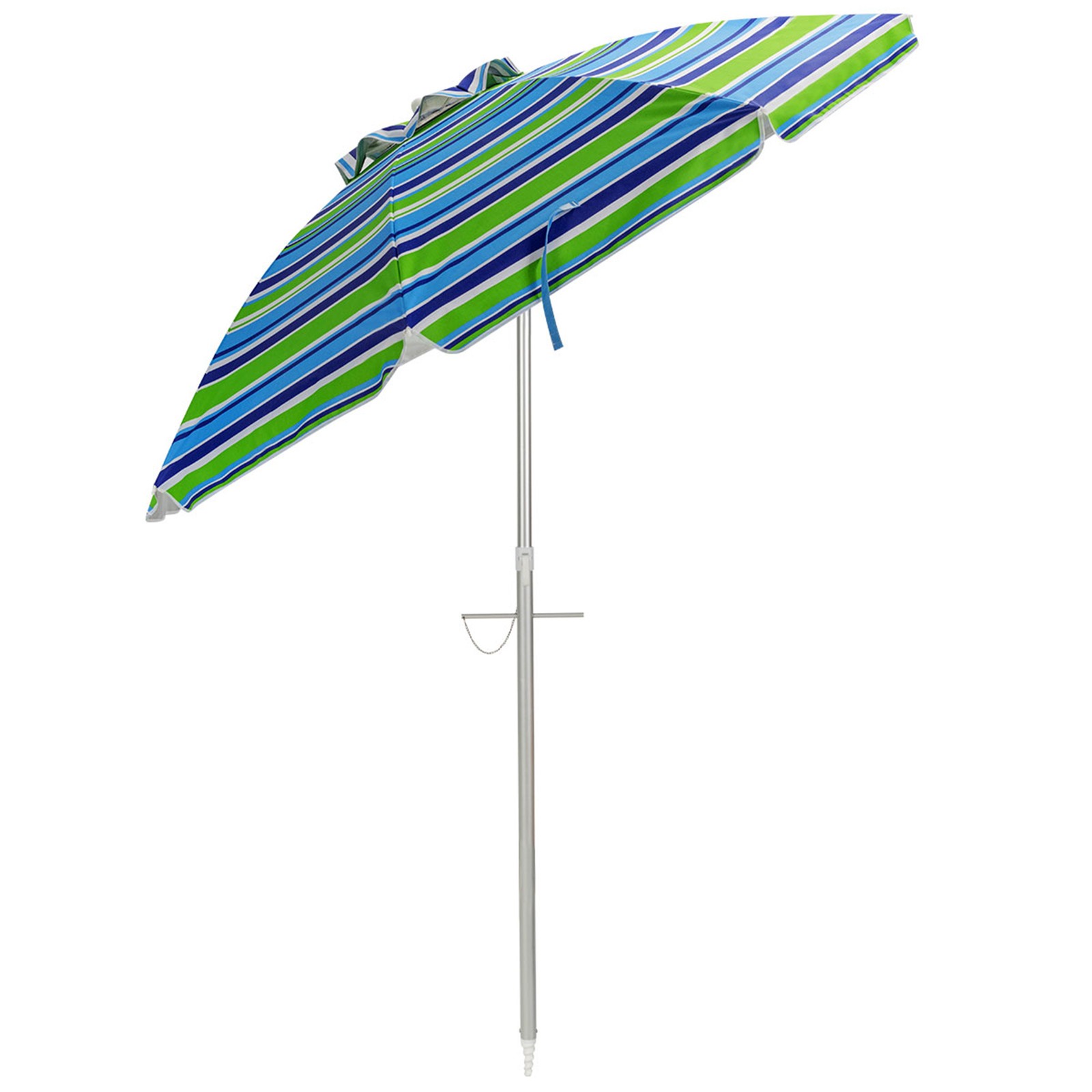 6.5Ft Beach Umbrella w/ Tilt Mechanism Sand Anchor Carrying Bag Blue + Green