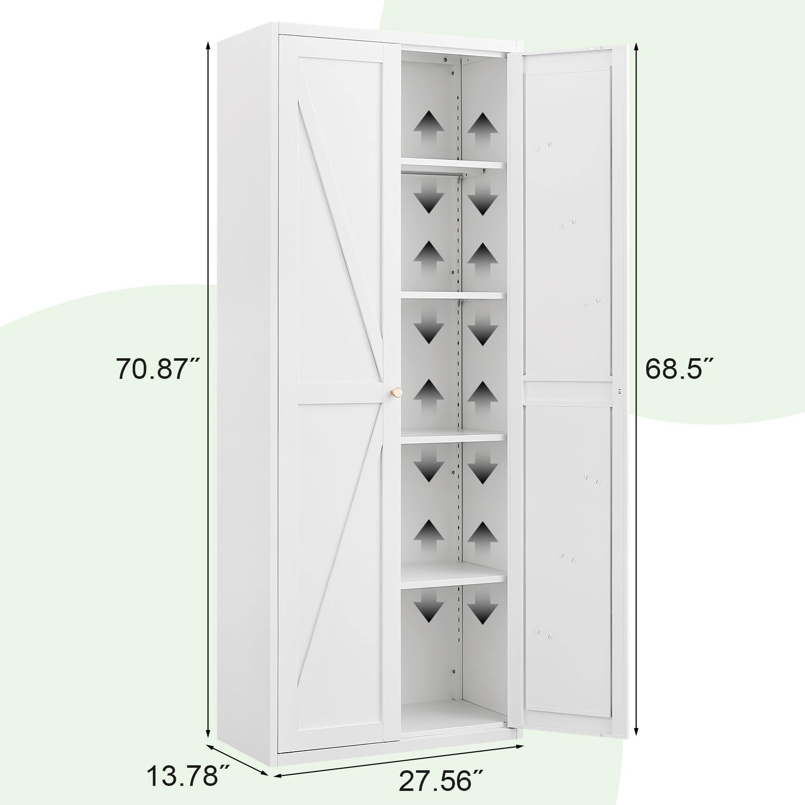 71" Tall Metal Kitchen Pantry Storage Cabinets with Doors and Shelves, Cupboard
