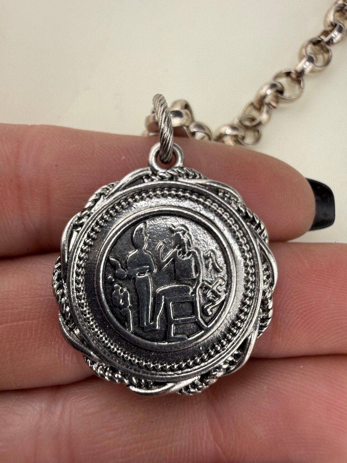 Egyptian Revival Charm Necklace Signed Lane Bryant 48”