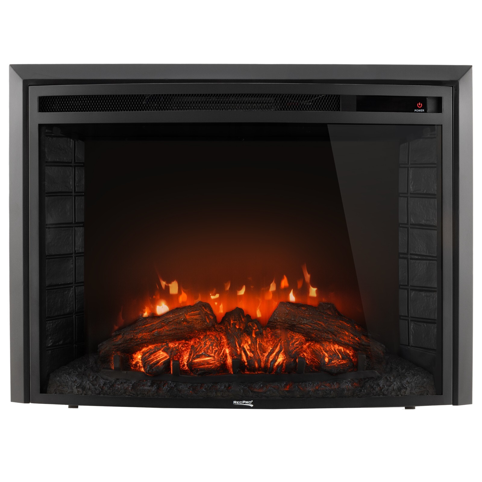 RecPro RV 28" Fireplace | Recessed Electric Fireplace | Glass with Log View