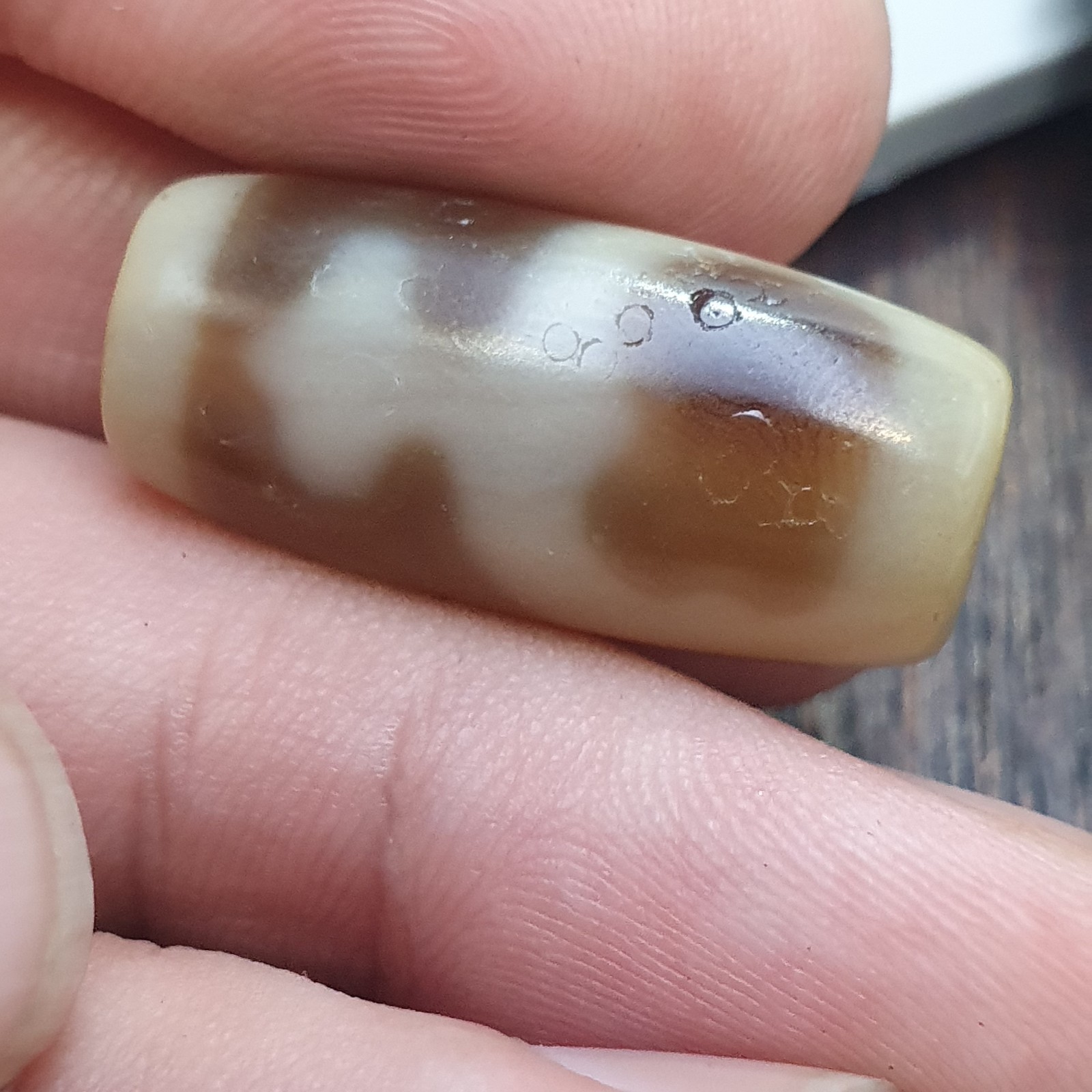 Old Tibetan Treasure Vase Eyes Pattern agate stone dzi bead amulet