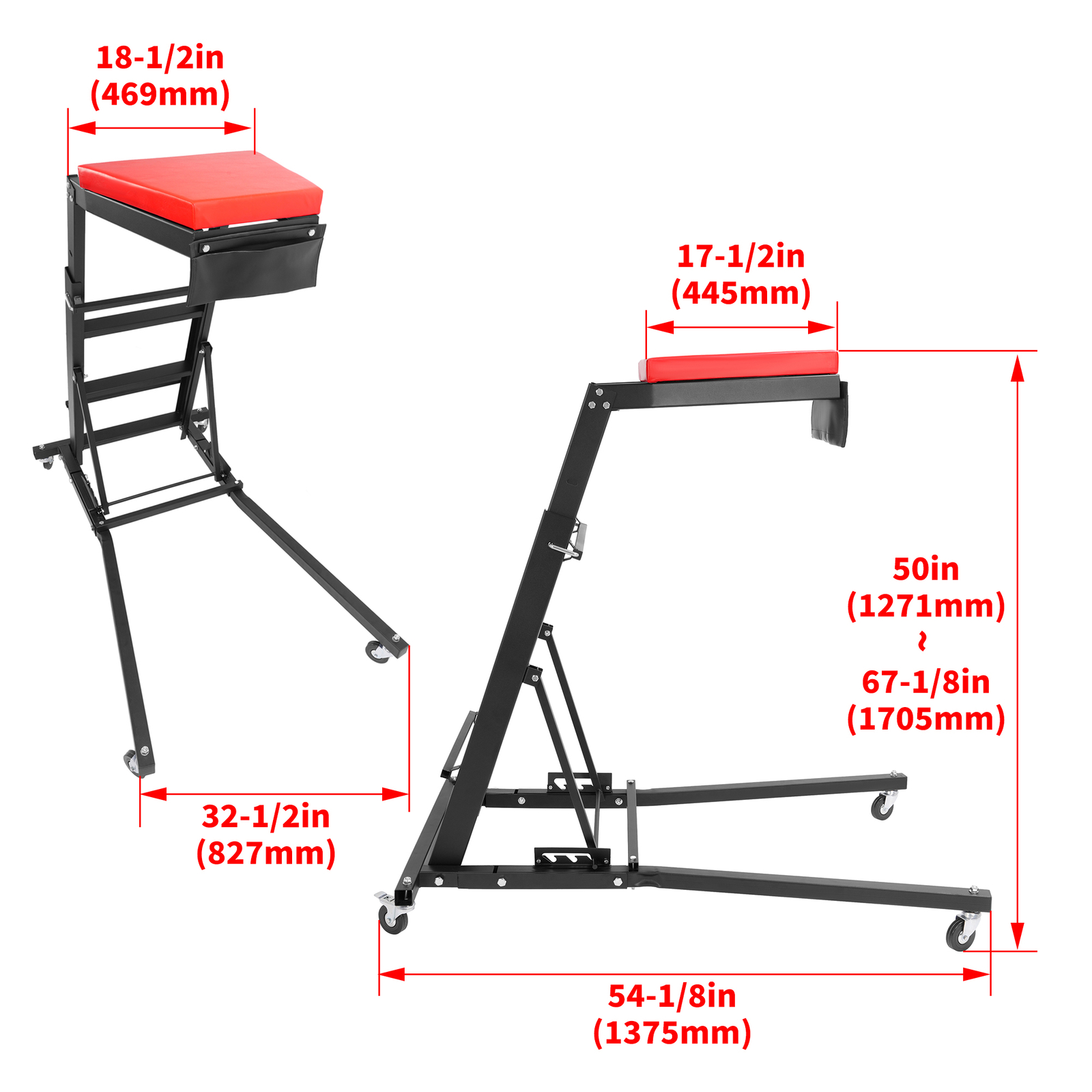 Foldable Automotive Topside Creeper Adjustable Height Movable Ladder 400Lbs