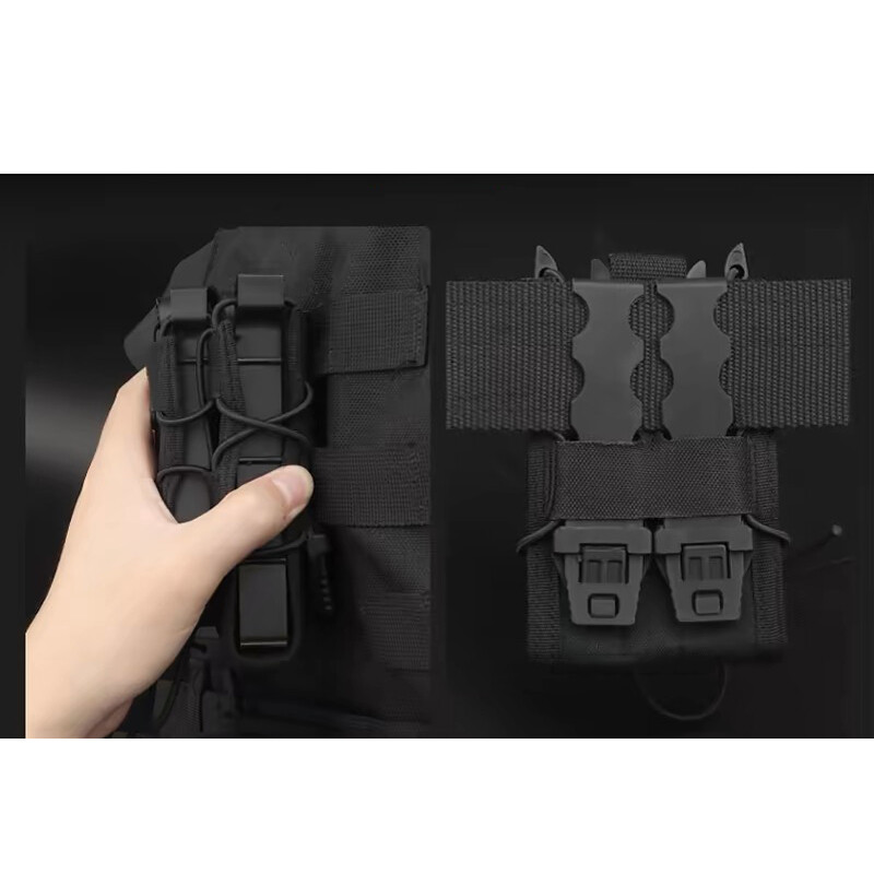 Tactical Molle Double Magazine Pouch for 9mm Pistol & 5.56 7.62 Rifle Mag Holder