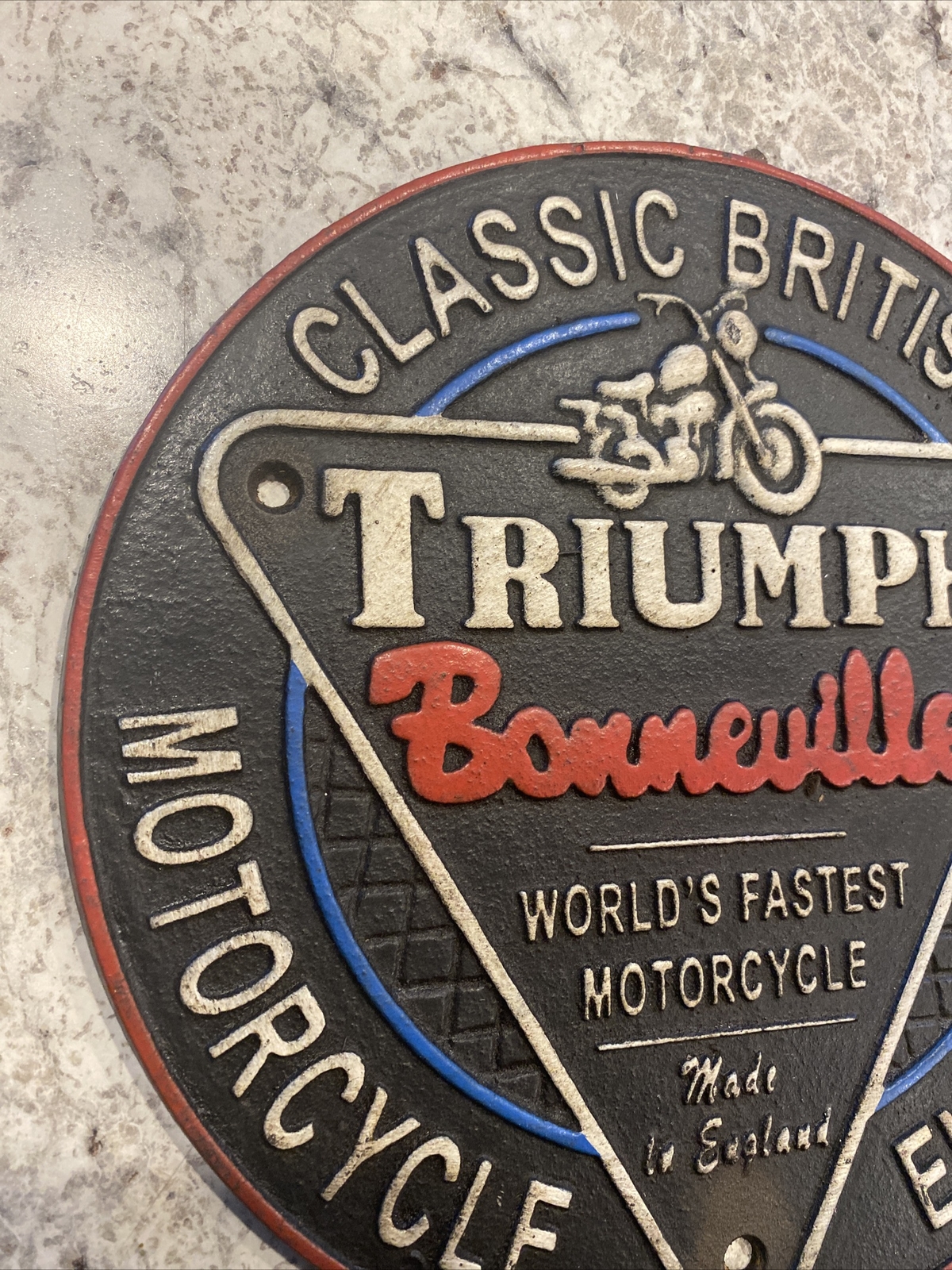 Triumph Motorcycle Sign Cast Iron Plaque Harley Davidson Collector Patina 3+LBS