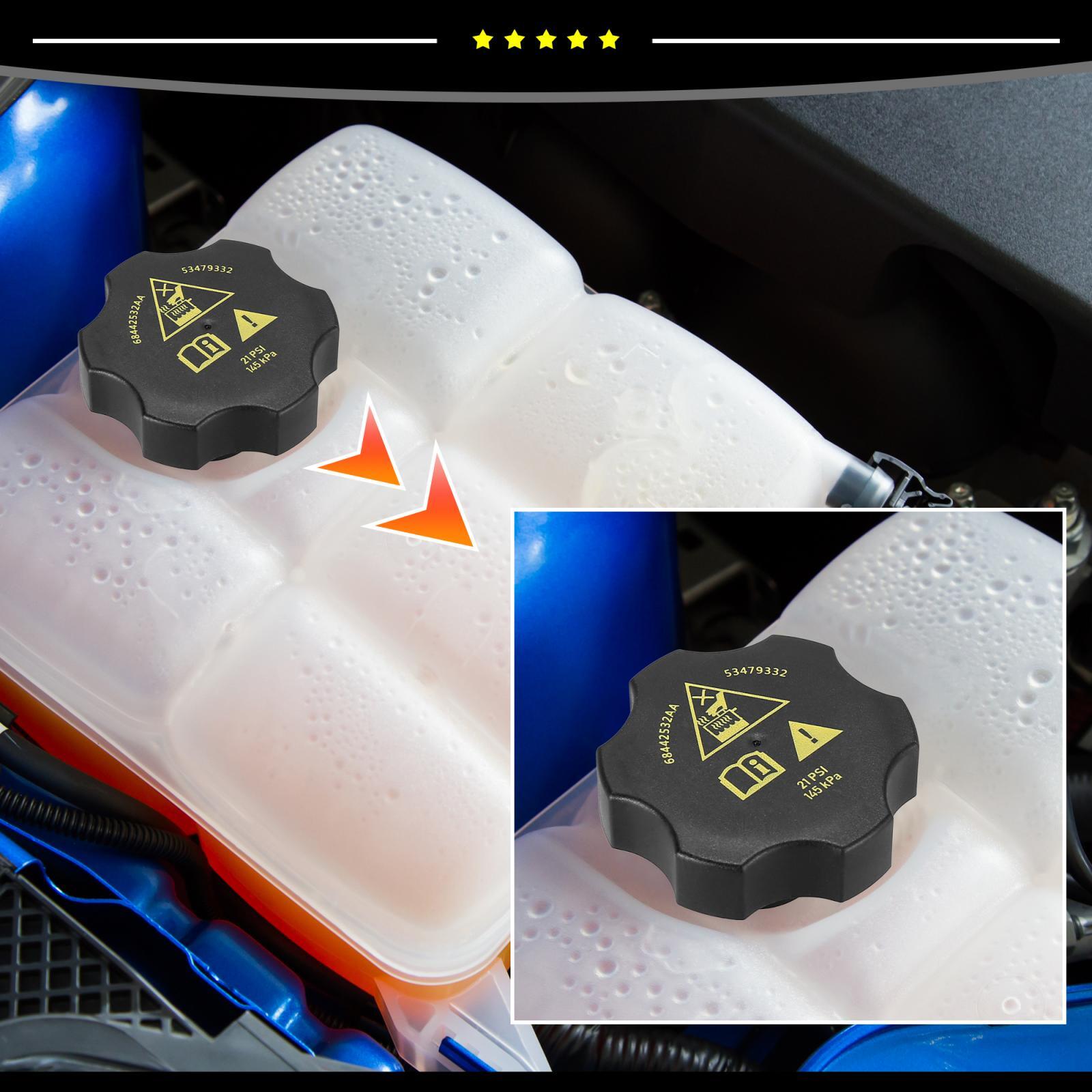 Radiator Coolant Recovery Cap 68442532AA for Jeep Grand Cherokee 2016-2021 Black