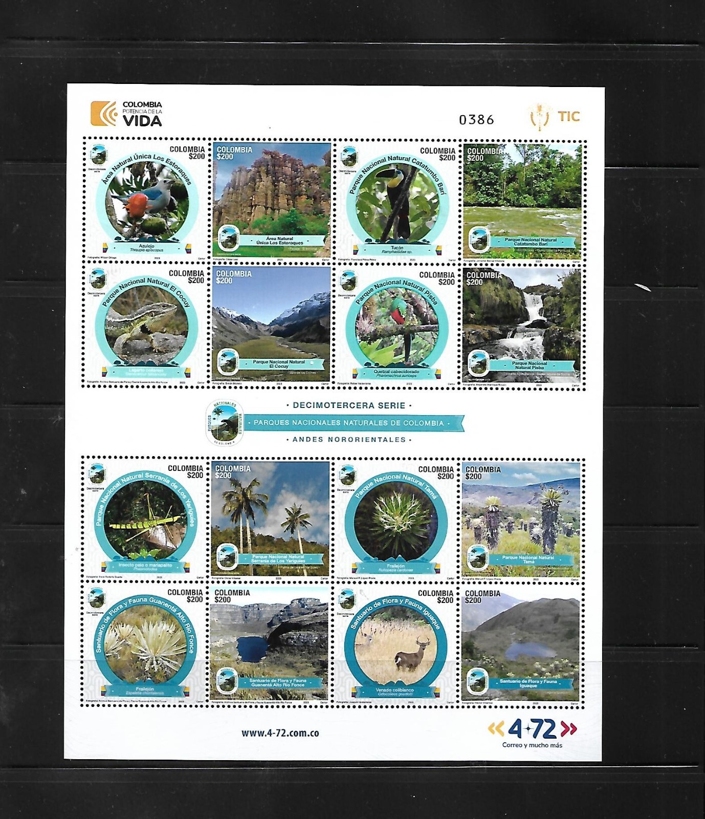 COLOMBIA, 2023.  BIRDS.  ANIMALS, PLANTS, PARK ANDES, S/S.,MNH, NEW !!