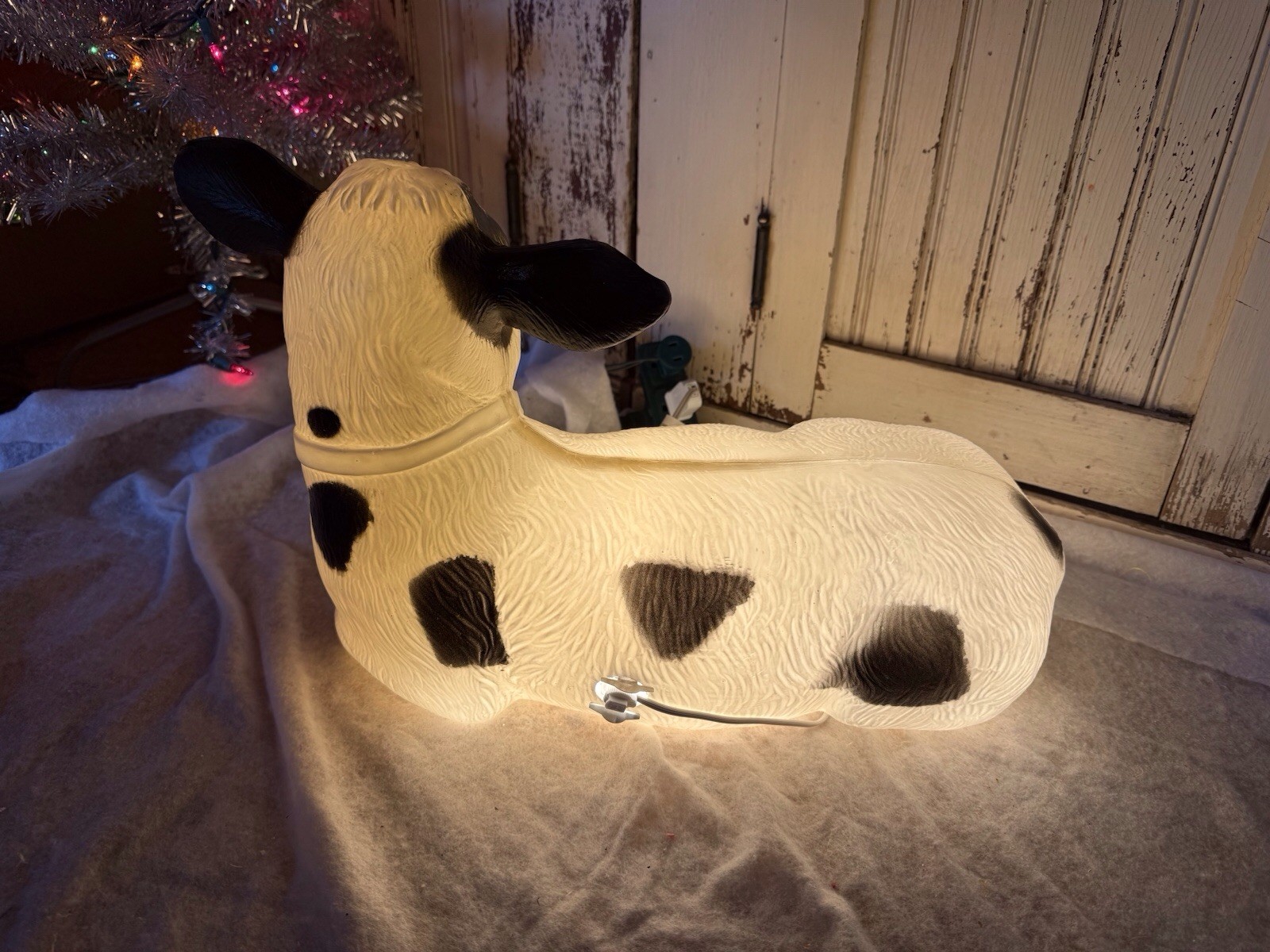 Blow Mold Cow Light Up Union Products New Nativity Black And White