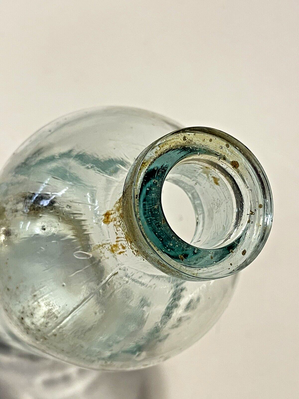 VTG Embossed CHAS H. PHILLIPS CHEMICAL CO. Bottle Blue Green Glass 10.5" tall