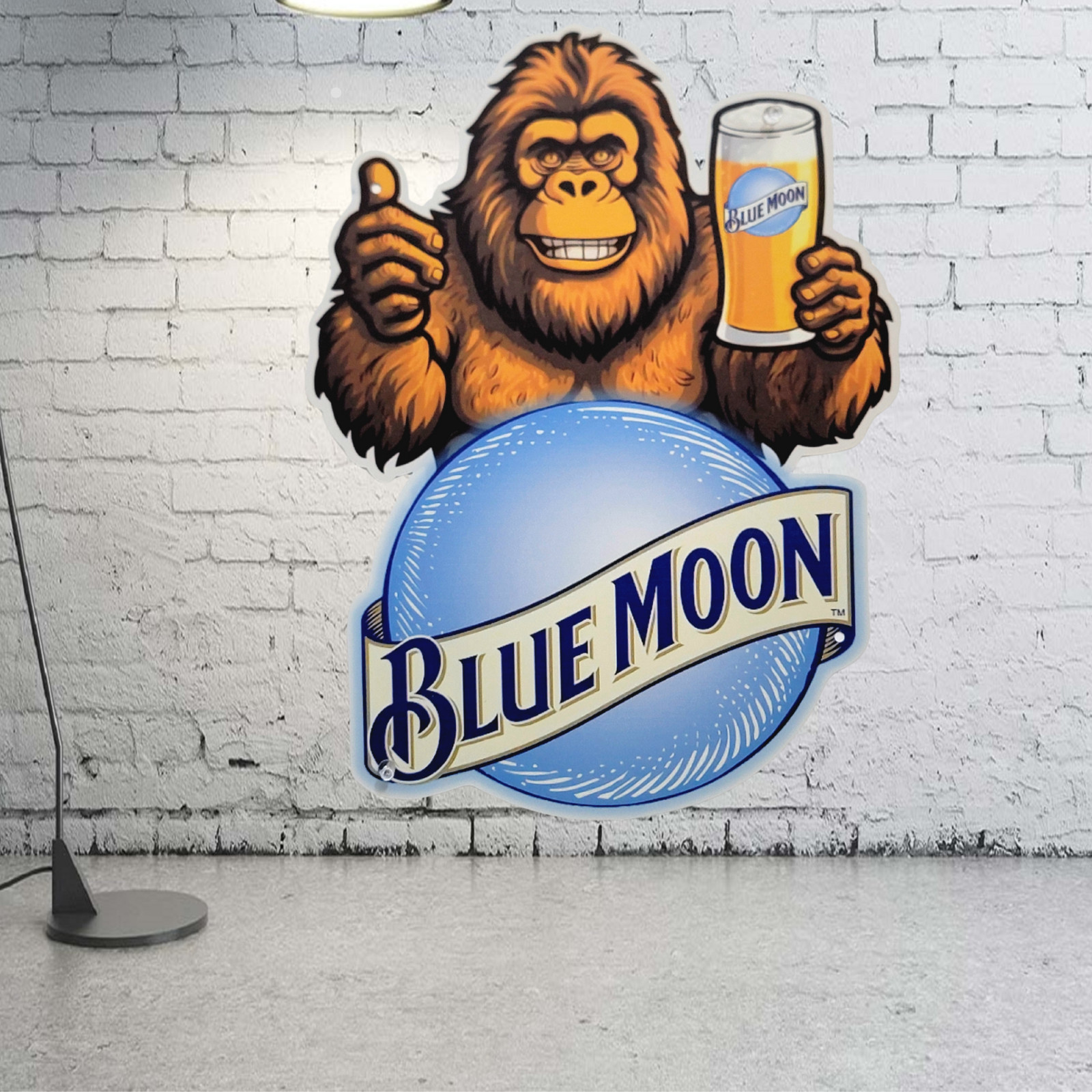 Big Foot Blue Moon Beer Advertising Metal Sign Bar Man Cave Garage 16"× 12"